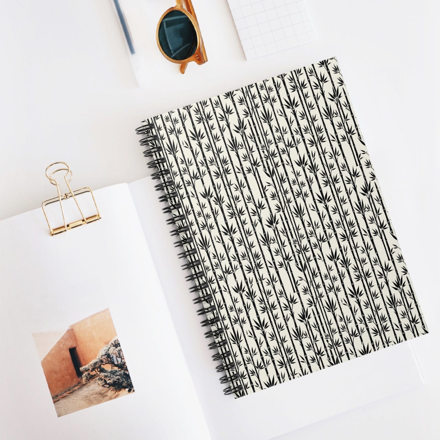 Bamboo in Black Spiral Notebook - Ruled Line