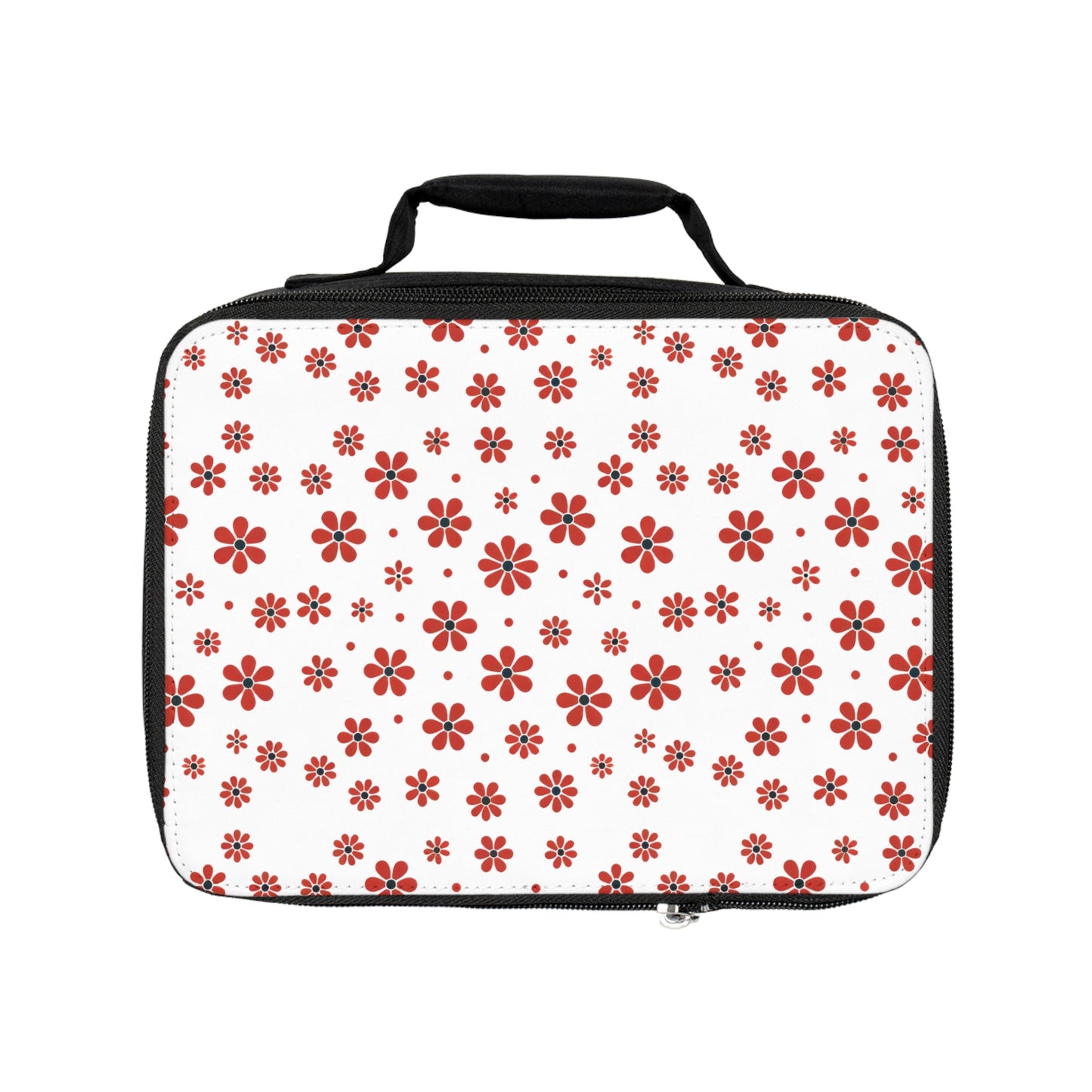 Floral Polka Dots in Red Blossoms - Lunch Bag