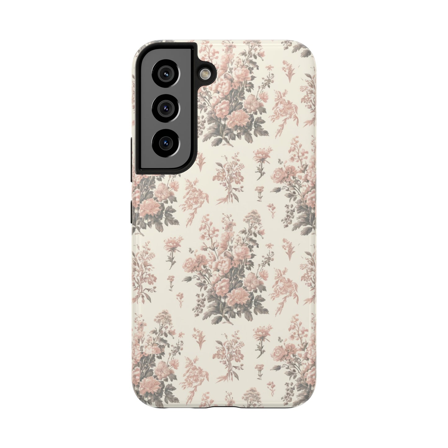 Bouquet Toile de Jouy in Pink and Grey - Samsung and iPhone Tough Phone Case