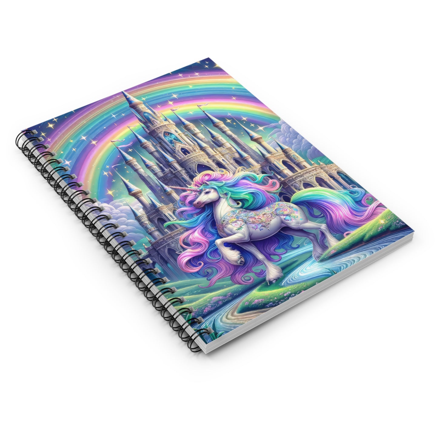 Unicorn and Rainbow Castle Spiral Notebook - Ruled Line