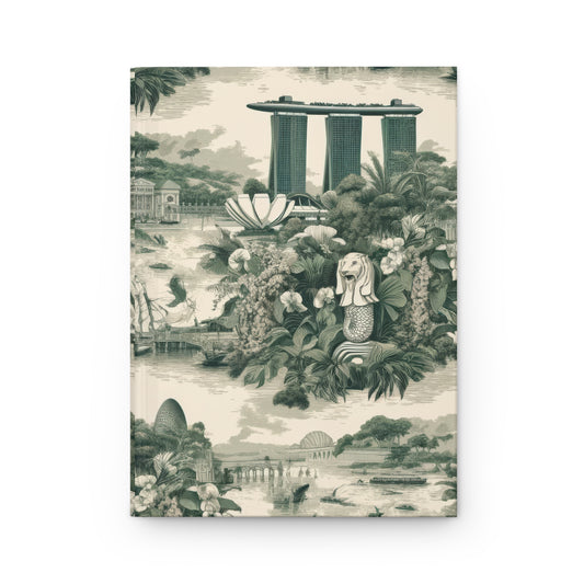 Singapore in Toile de Jouy - Hardcover Journal Notebook Matte #singapore #merlion