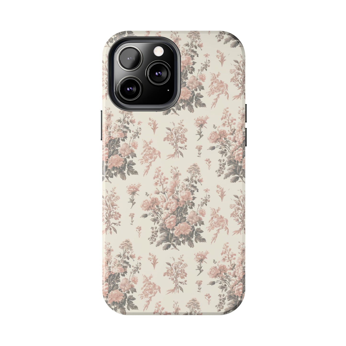 Bouquet Toile de Jouy in Pink and Grey - Samsung and iPhone Tough Phone Case