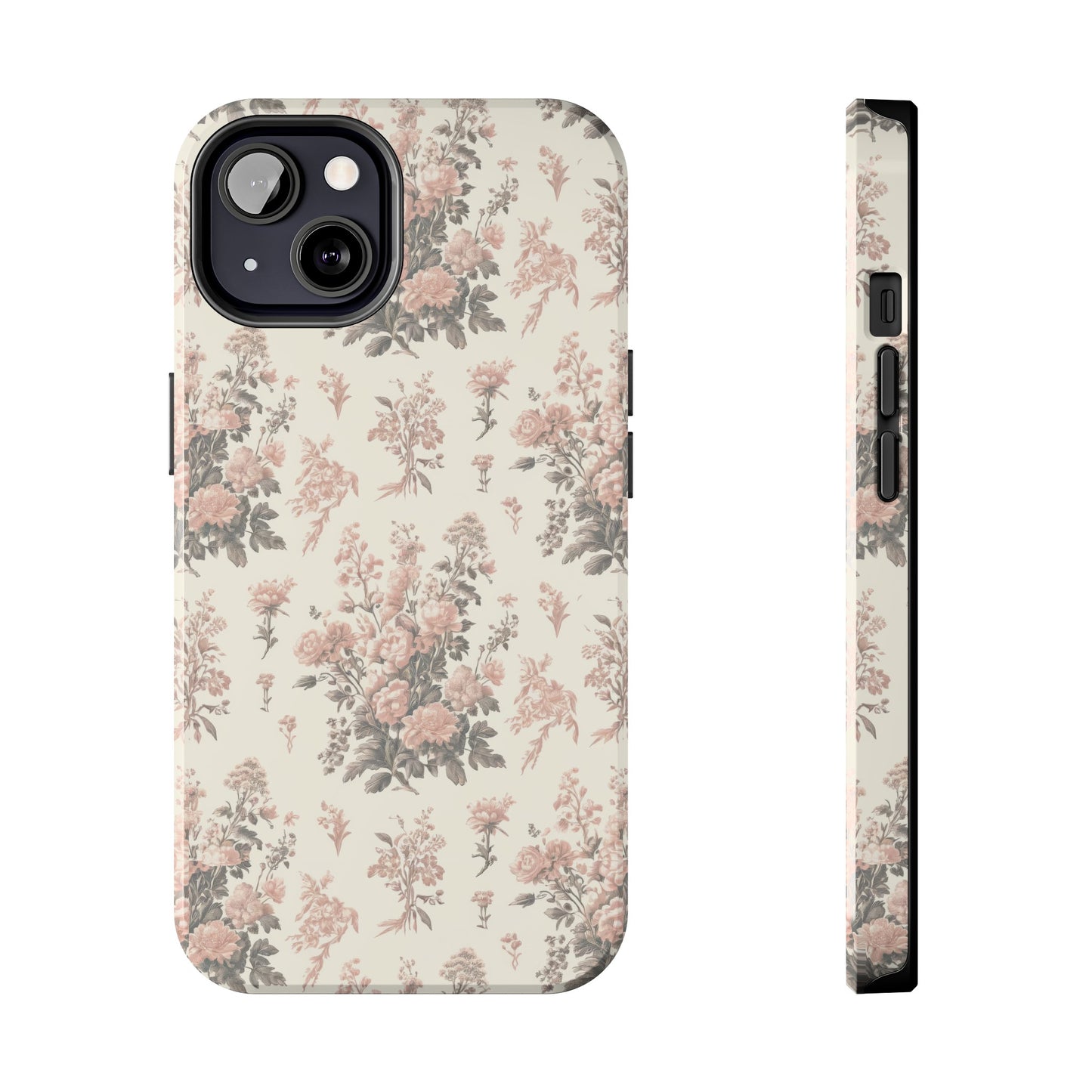 Bouquet Toile de Jouy in Pink and Grey - Samsung and iPhone Tough Phone Case