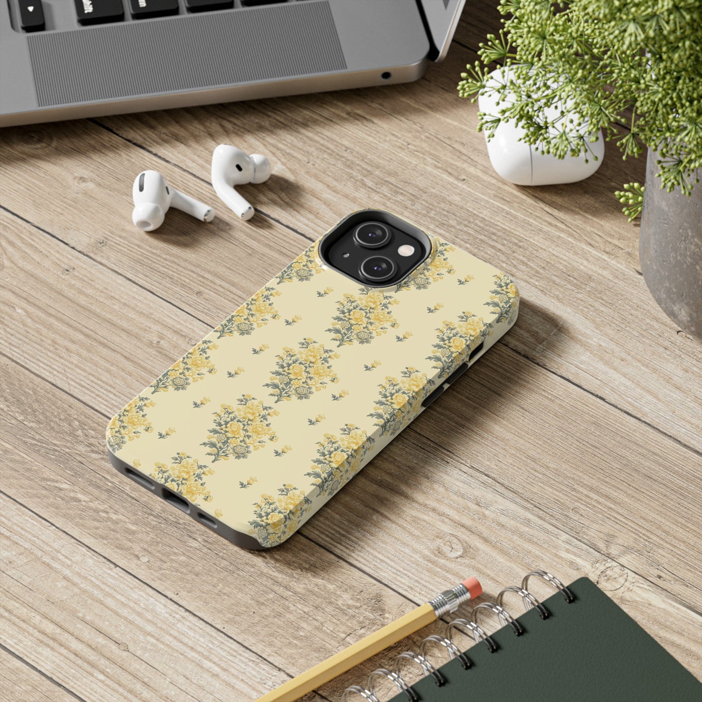 Bouquet Toile de Jouy in Yellow - Samsung and iPhone Tough Phone Case