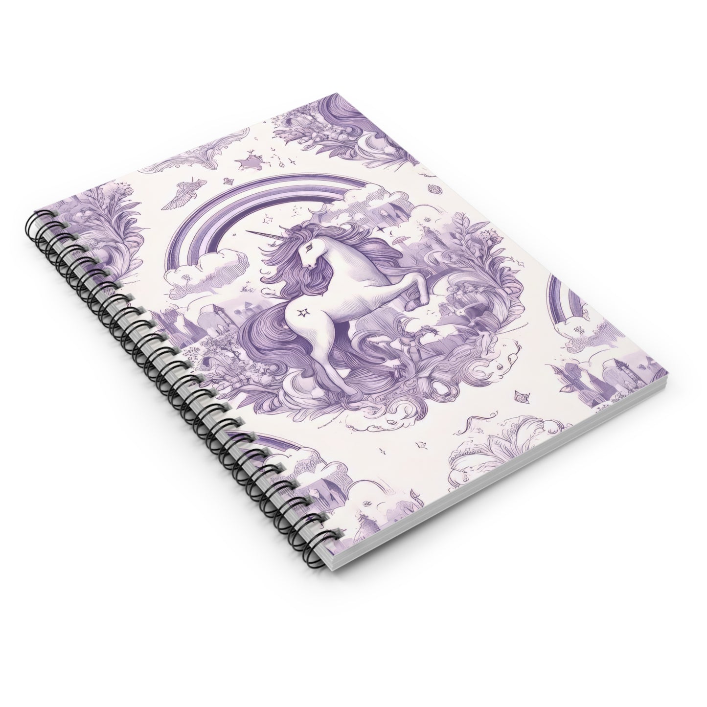 Unicorn and Rainbow in Lavender Spiral Notebook - Ruled Line