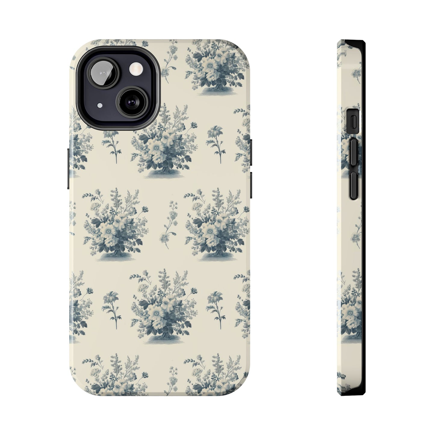 Bouquet Toile de Jouy in Light Cerulean - Samsung and iPhone Tough Phone Case