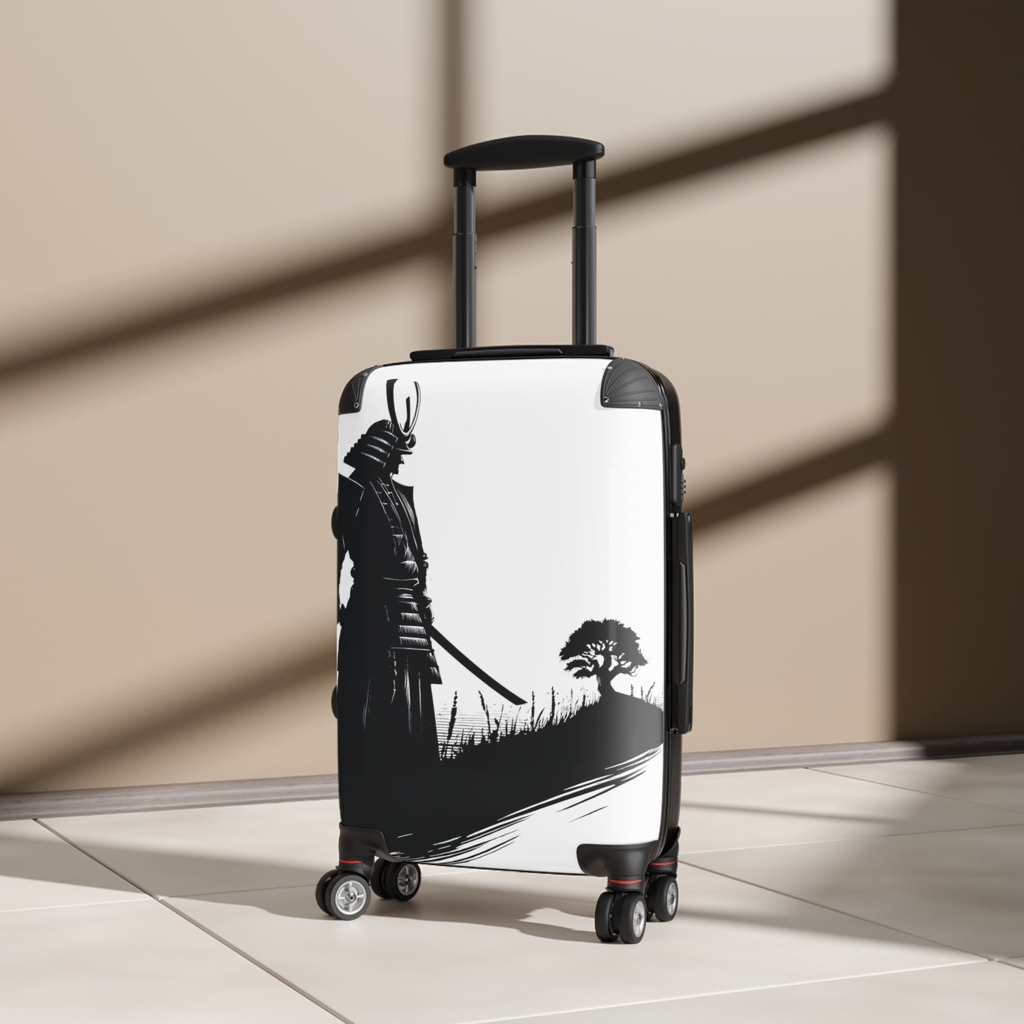 Samurai Silhouette Bonsai Contemplation - Suitcase - Small Carry On Luggage