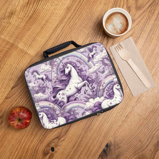 Unicorn and Rainbows in Majestic Lavender - Lunch Bag