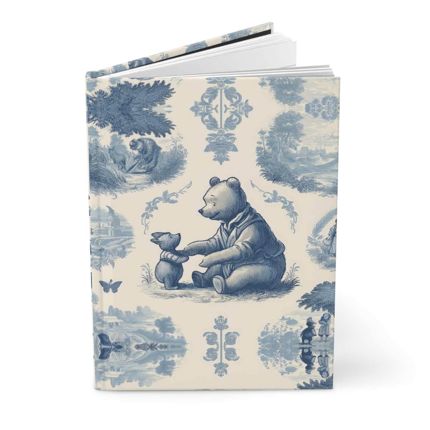 Winnie the Pooh and Roo in Toile de Jouy - Hardcover Journal Notebook Matte