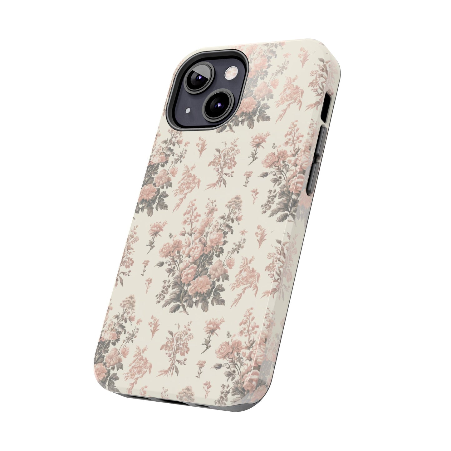 Bouquet Toile de Jouy in Pink and Grey - Samsung and iPhone Tough Phone Case