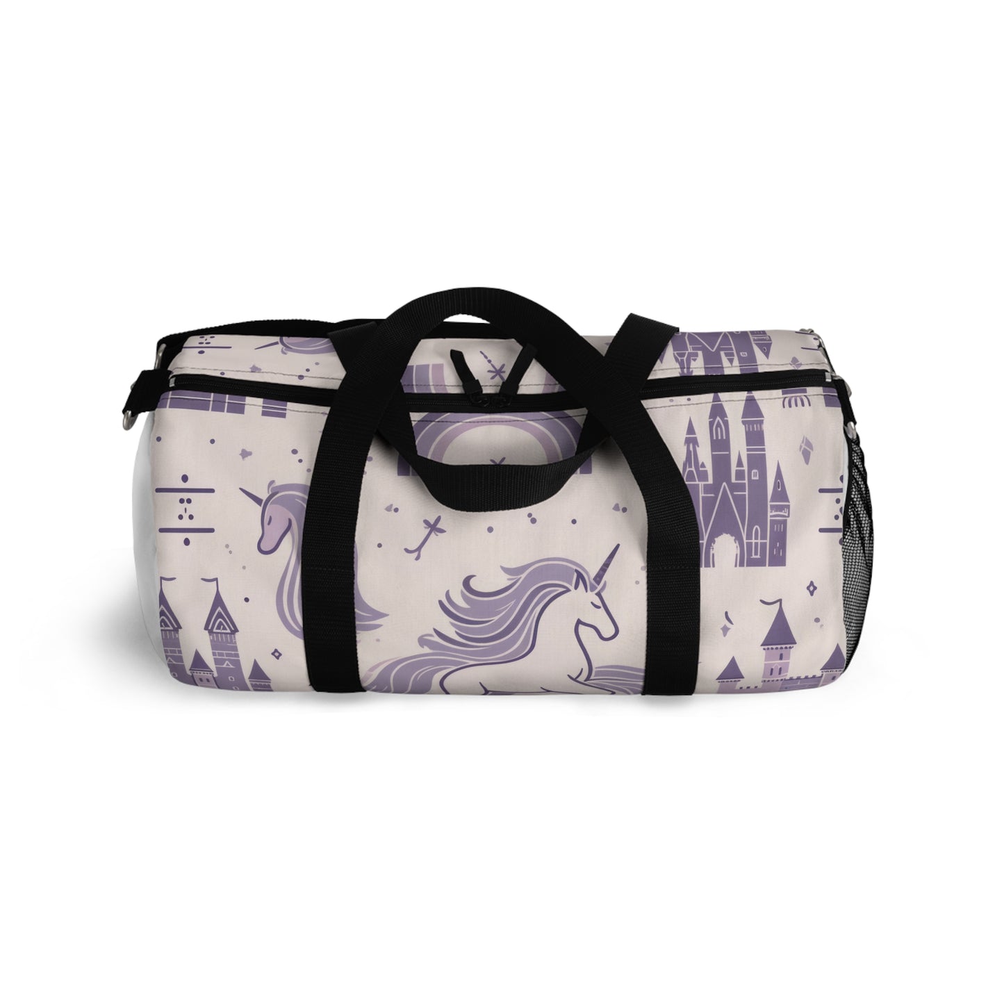 Unicorns and Rainbows in Lavender Duffel Workout Bag