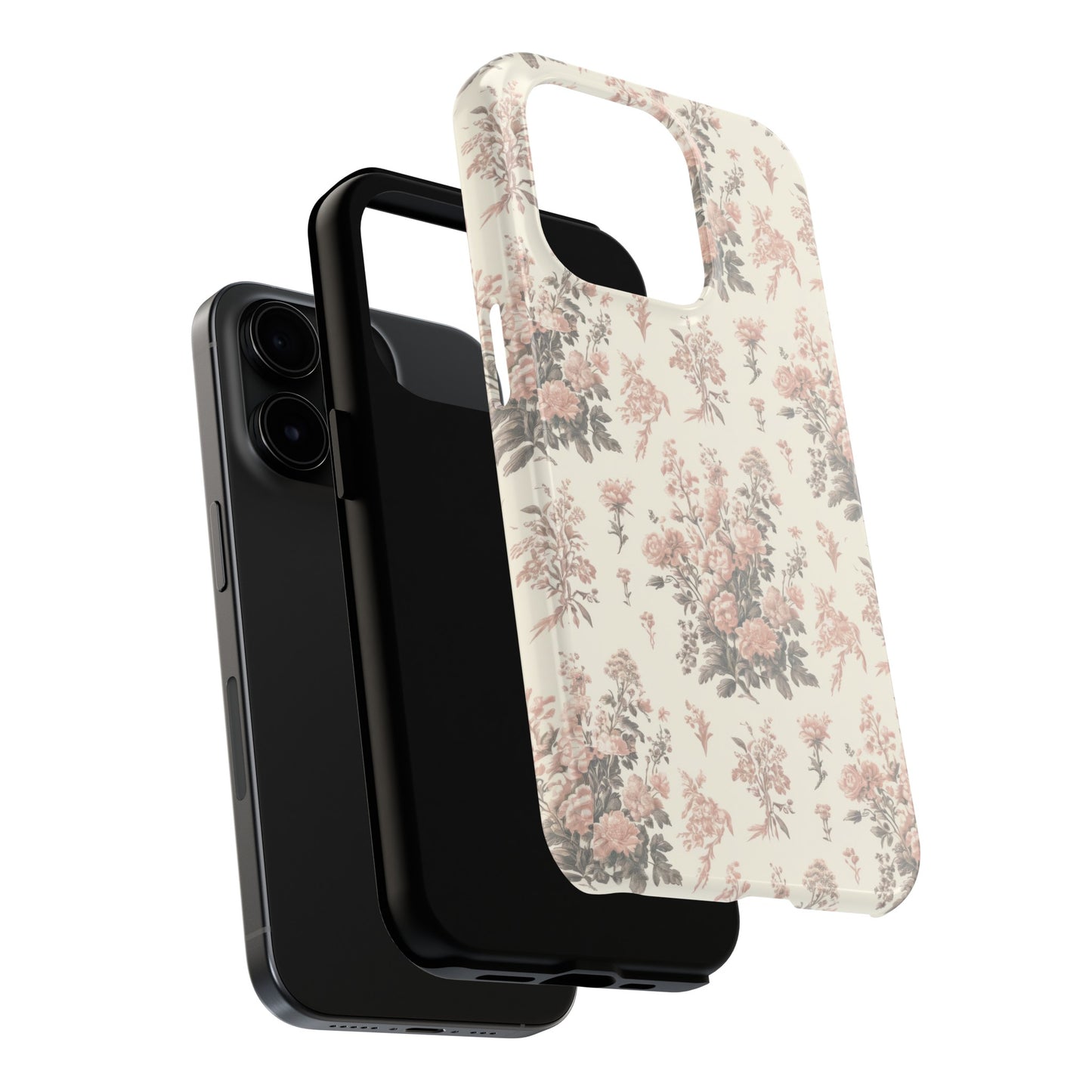 Bouquet Toile de Jouy in Pink and Grey - Samsung and iPhone Tough Phone Case