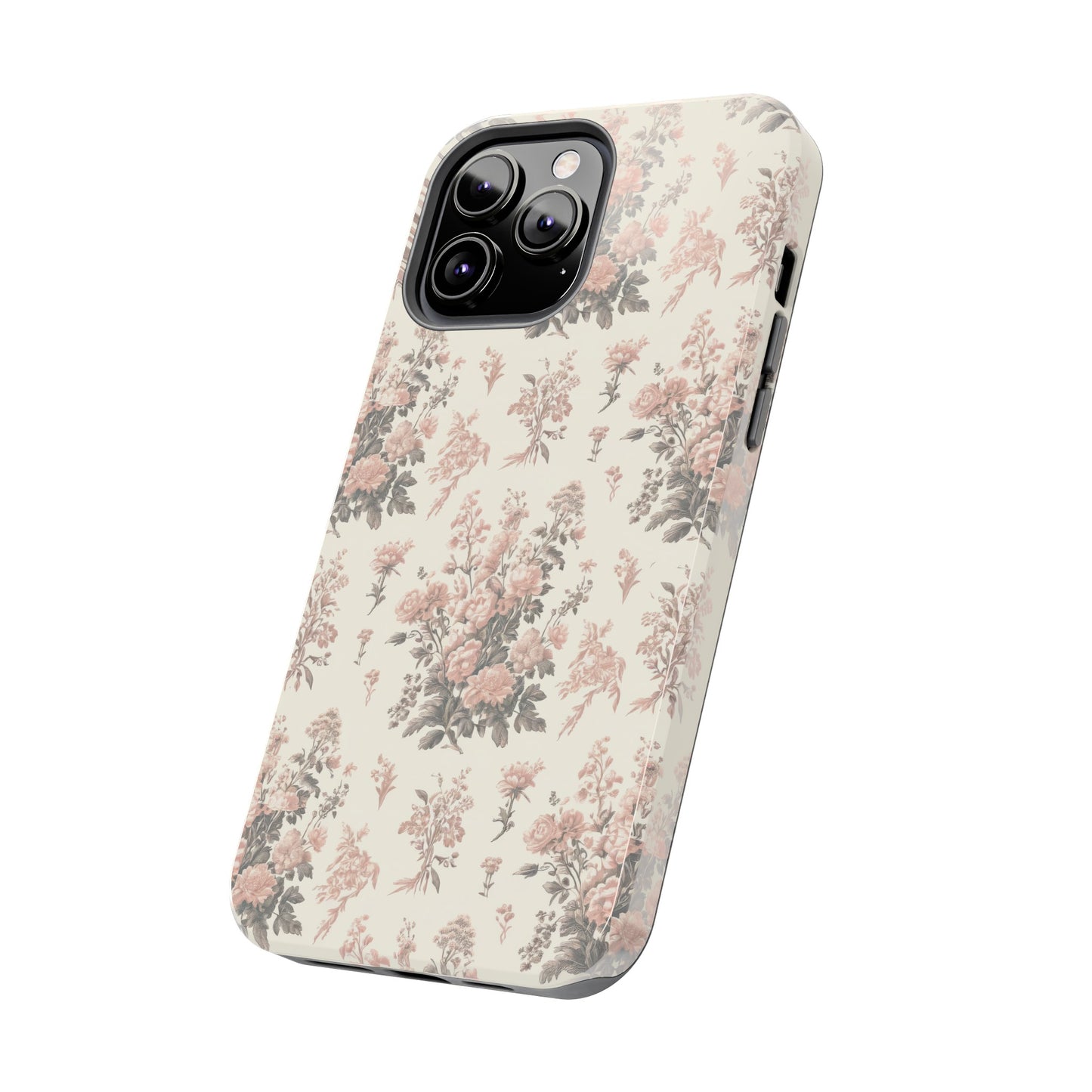 Bouquet Toile de Jouy in Pink and Grey - Samsung and iPhone Tough Phone Case