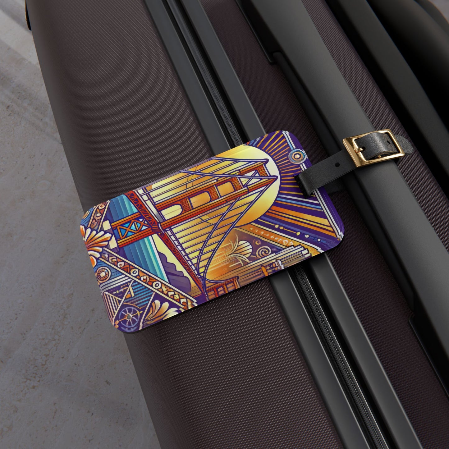 Art Deco Golden Gate Bridge San Francisco Luggage Tag