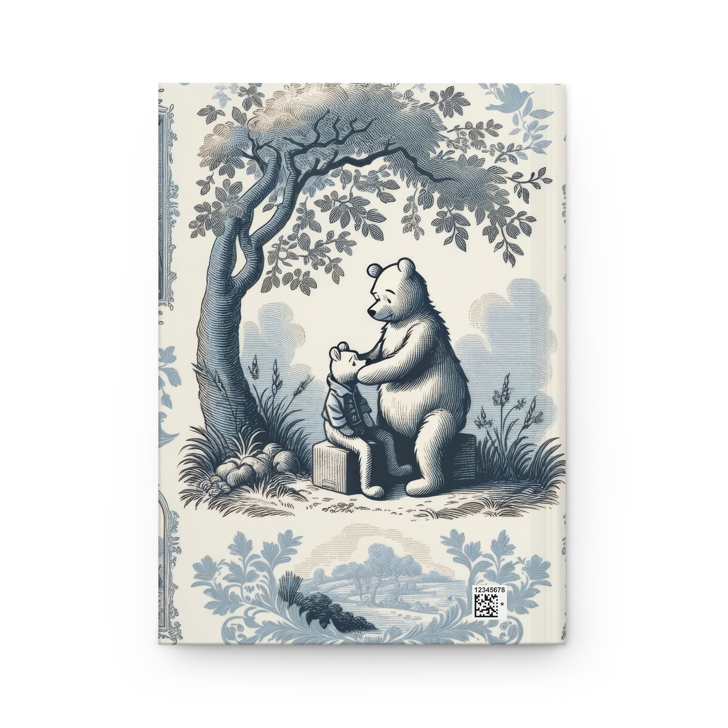 Winnie the Pooh Consoling Friend in Toile de Jouy - Hardcover Journal Notebook Matte