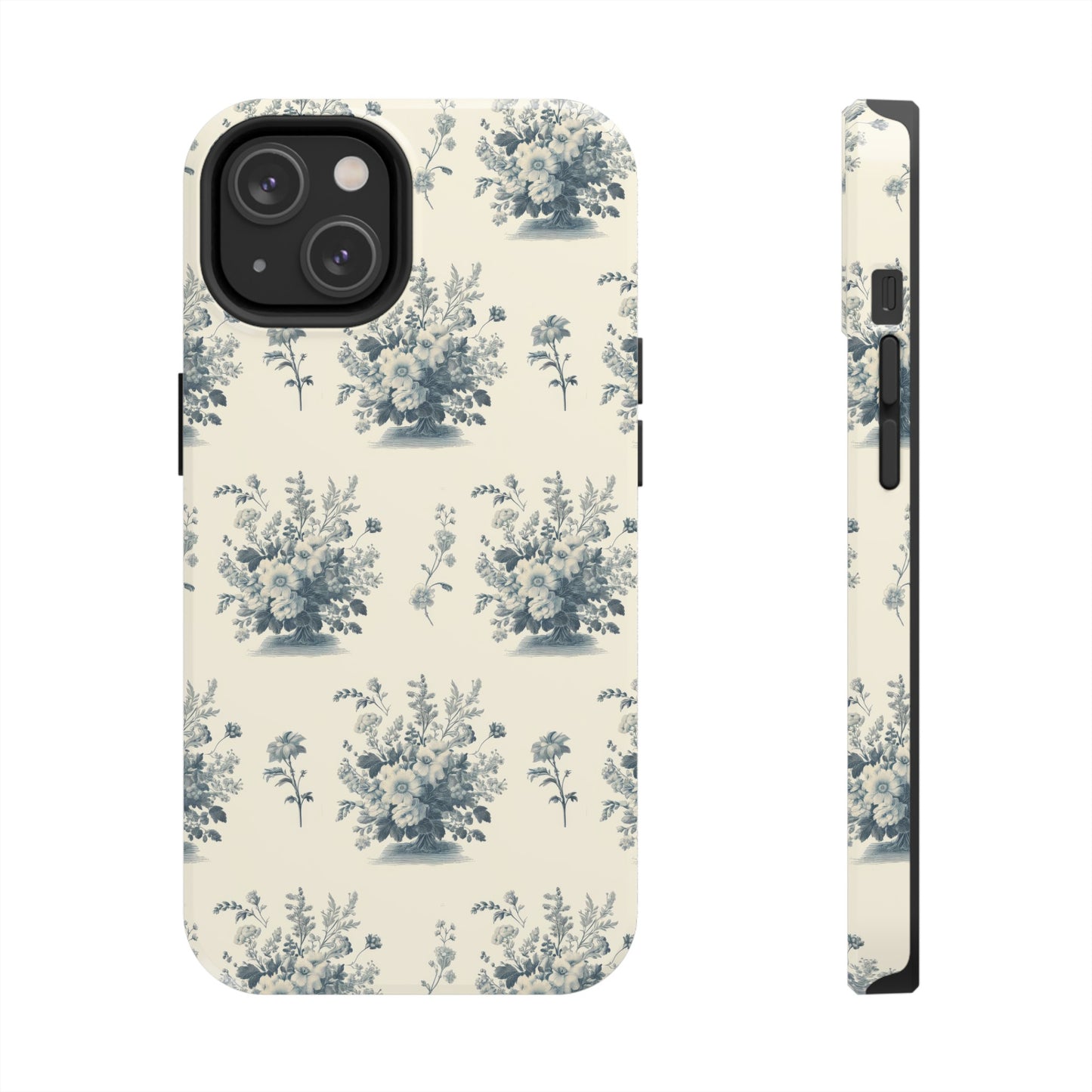 Bouquet Toile de Jouy in Light Cerulean - Samsung and iPhone Tough Phone Case