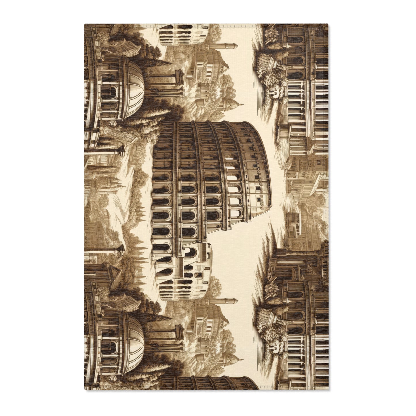 Colosseum Rome Italy - Toile de Jouy - Area Rug - Sink Mat - Welcome Mat - 24x36 inches