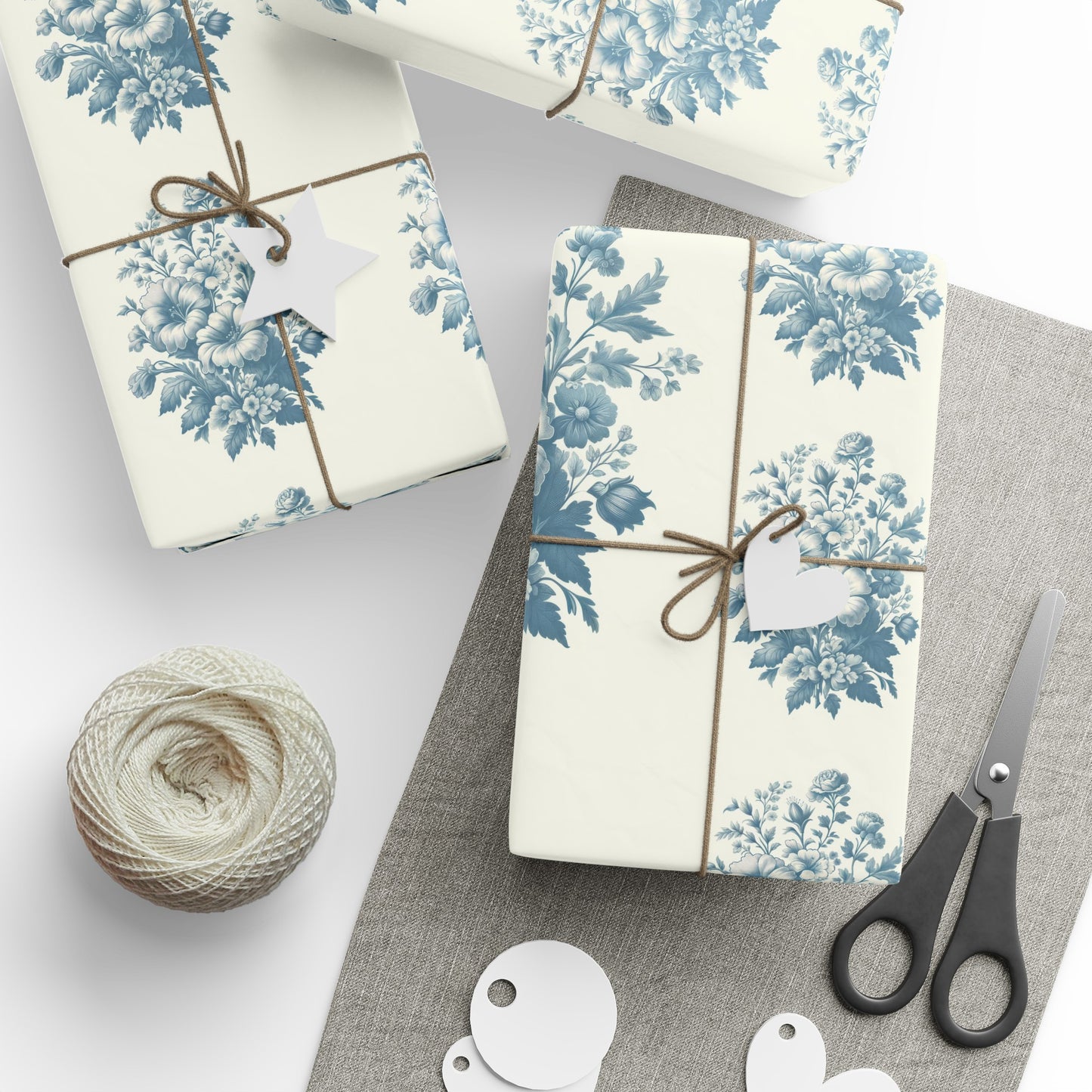 Bouquet Toile de Jouy in Cerulean Wrapping Paper 30"x 72"