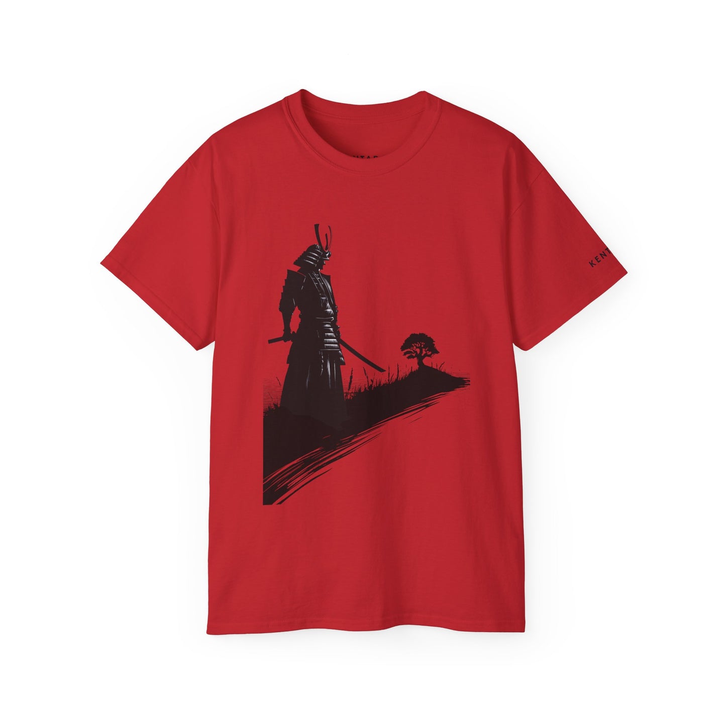 Samurai Silhouette Bonsai Contemplation Graphic Tee Shirt