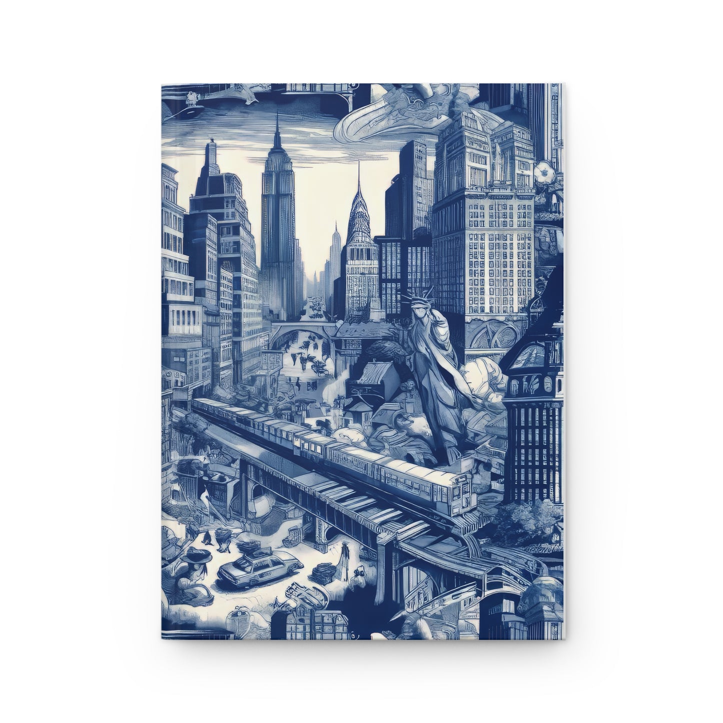 New York Cityscape Toile de Jouy Dystopia Hardcover Journal