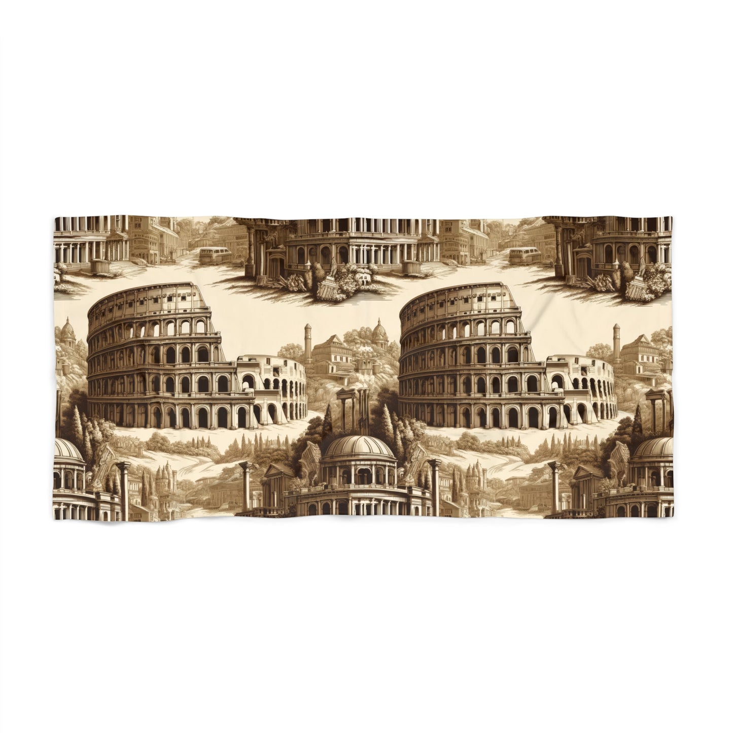 Colosseum Rome Italy in Toile de Jouy Beach Towel