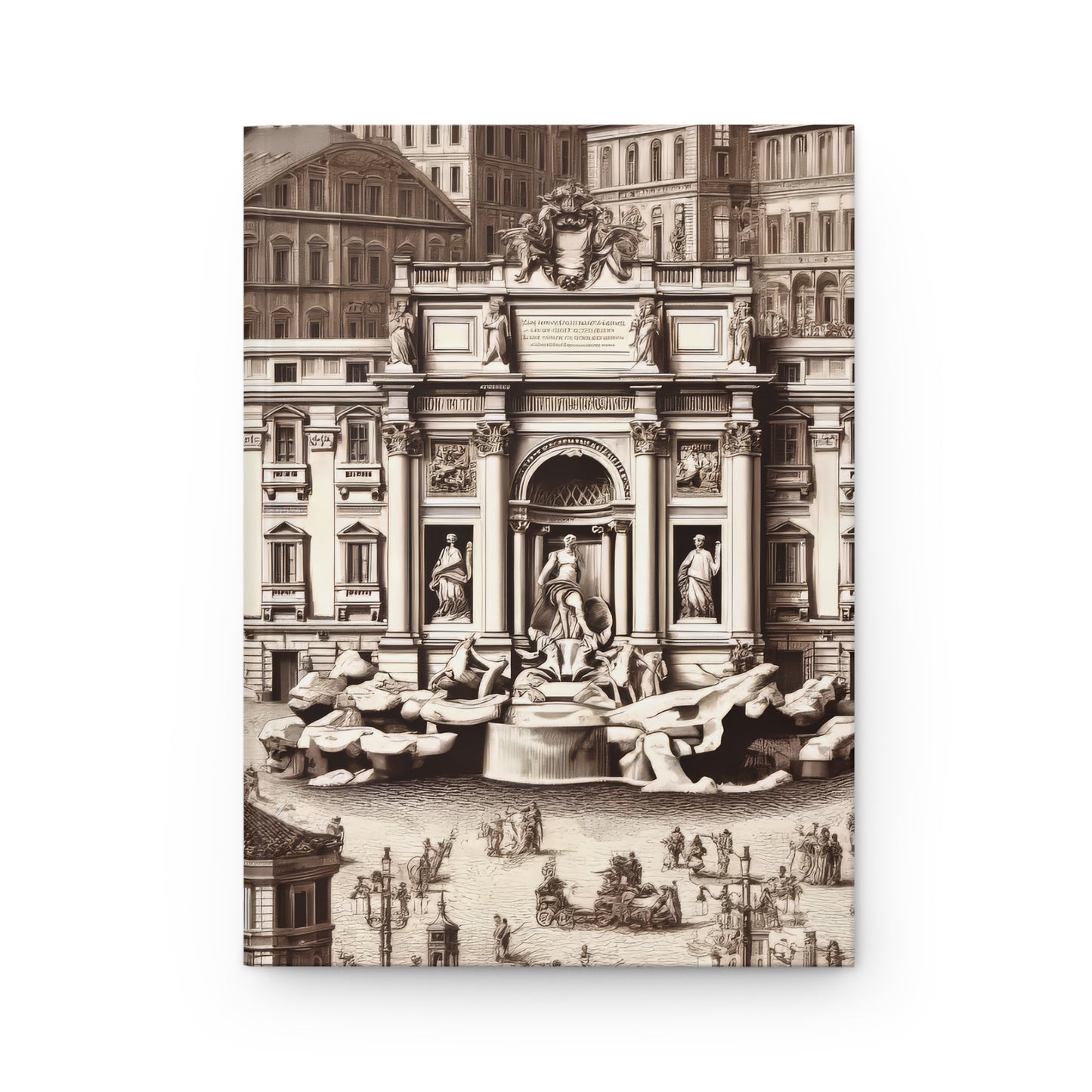 Trevi Fountainv - Rome - Italy in Toile de Jouy - Hardcover Journal Notebook Matte #trevi #rome