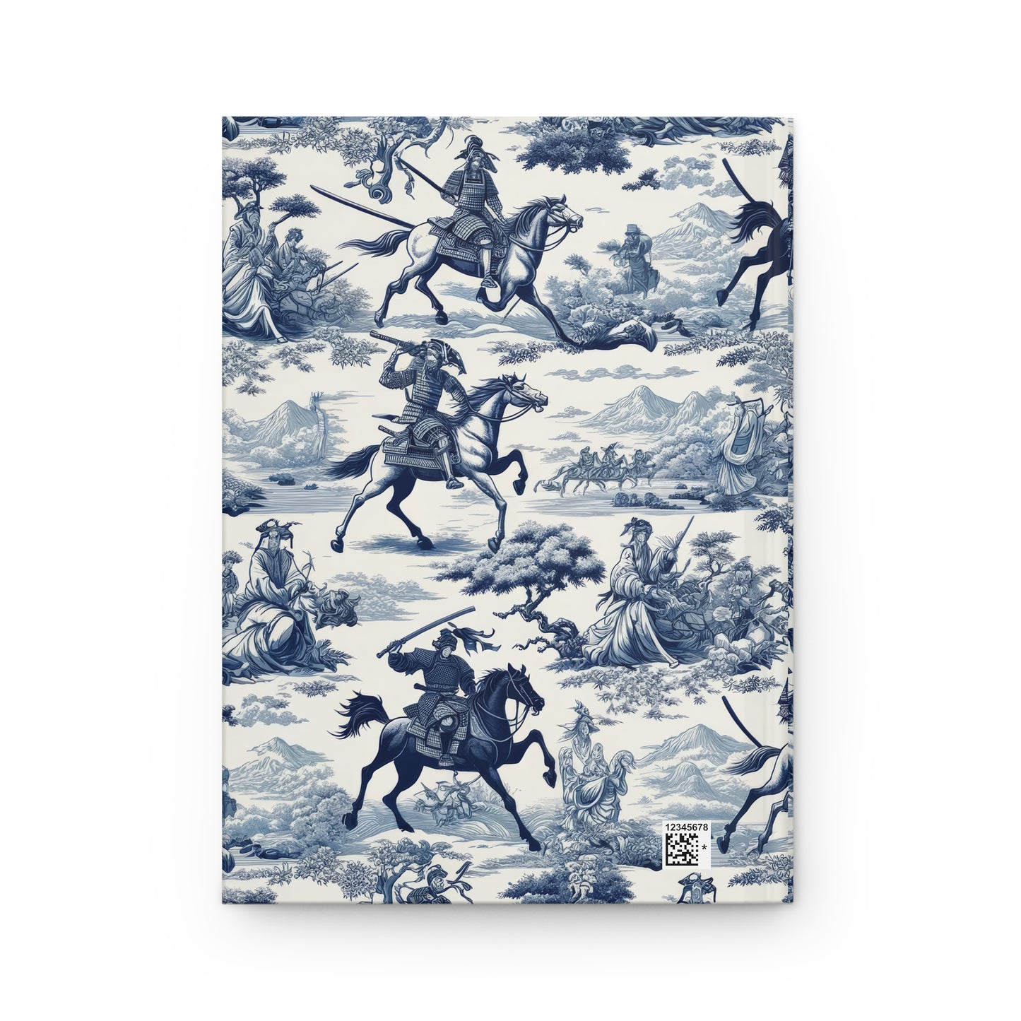 Japanese Feudal Warriors in Toile de Jouy - Hardcover Journal Notebook Matte