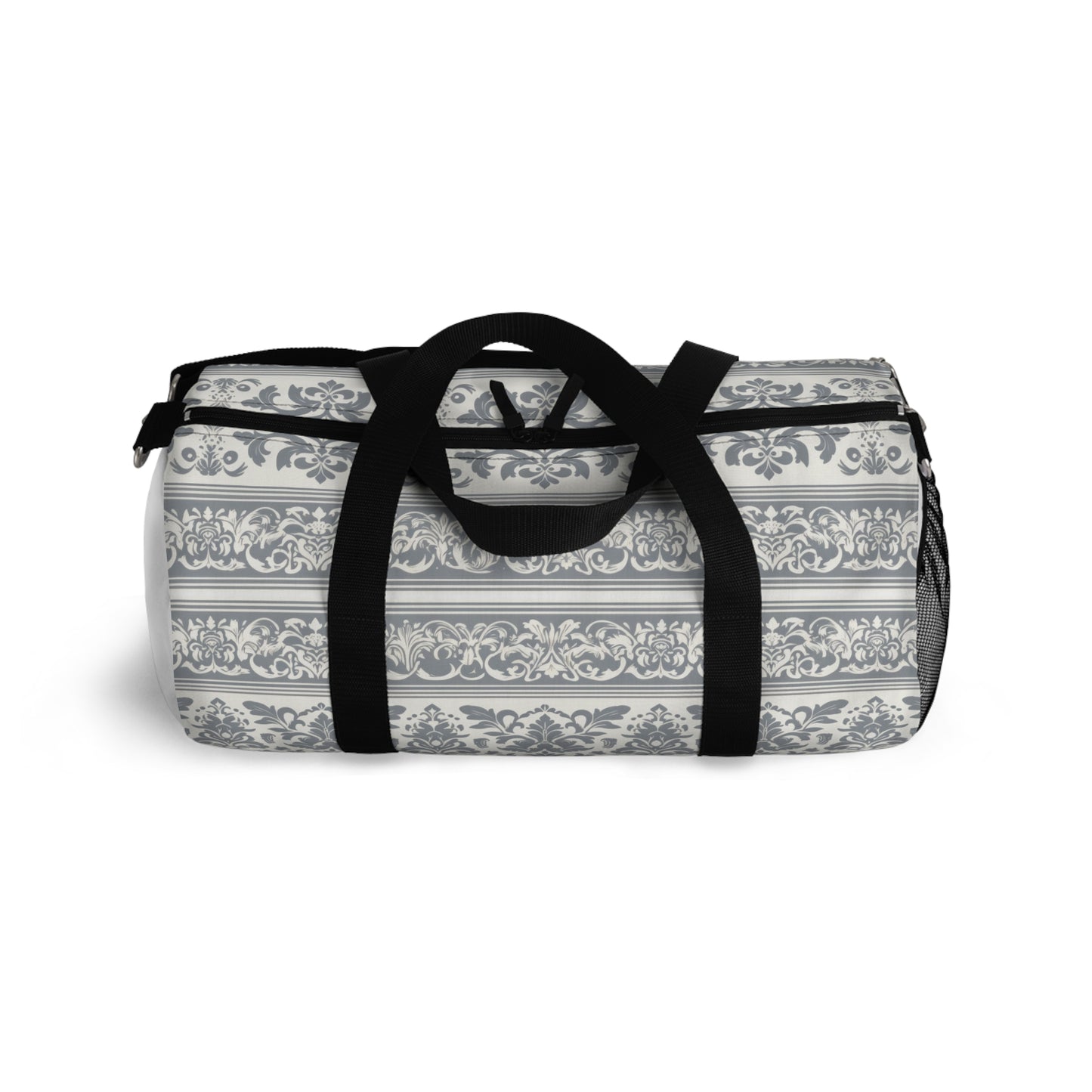 Damask in Grey Duffel Workout Bag