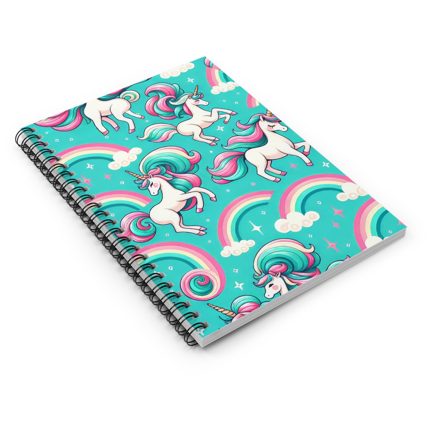 Unicorns and Rainbows Cute - Spiral Notebook - Ruled Line