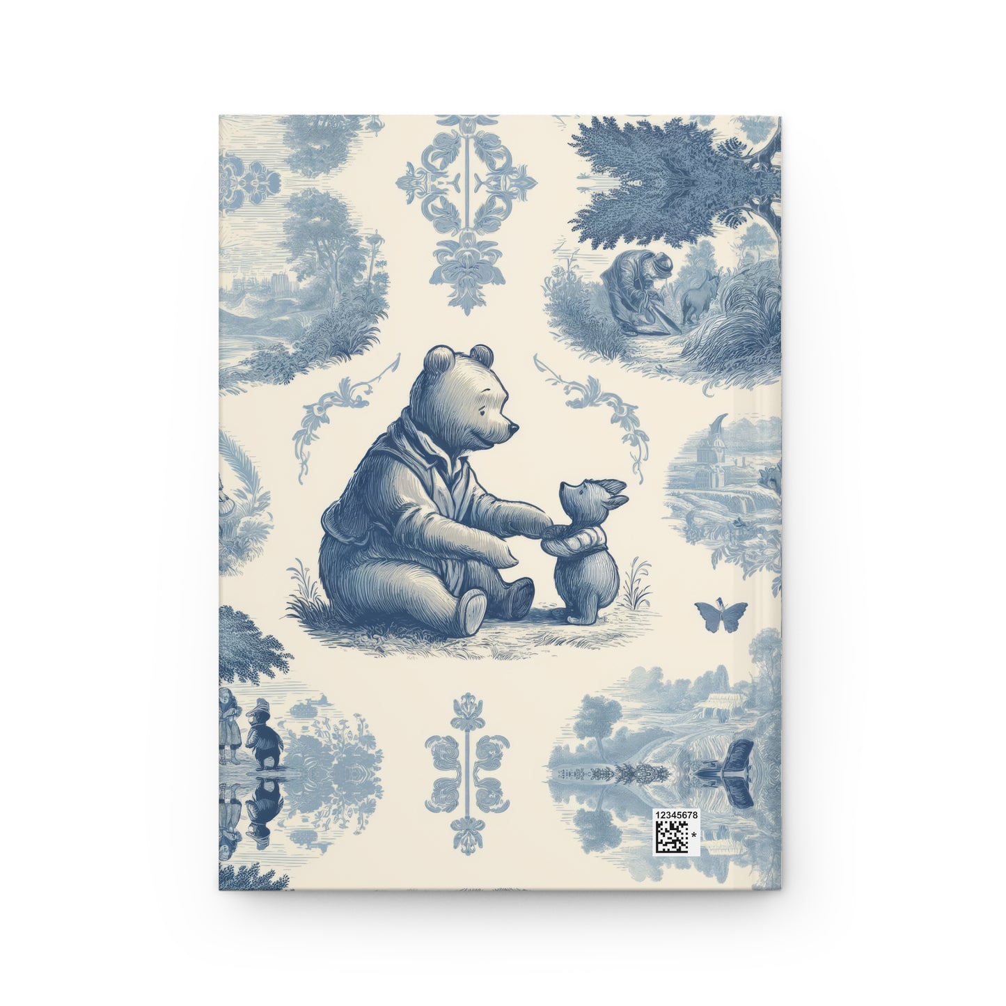 Winnie the Pooh and Roo in Toile de Jouy - Hardcover Journal Notebook Matte