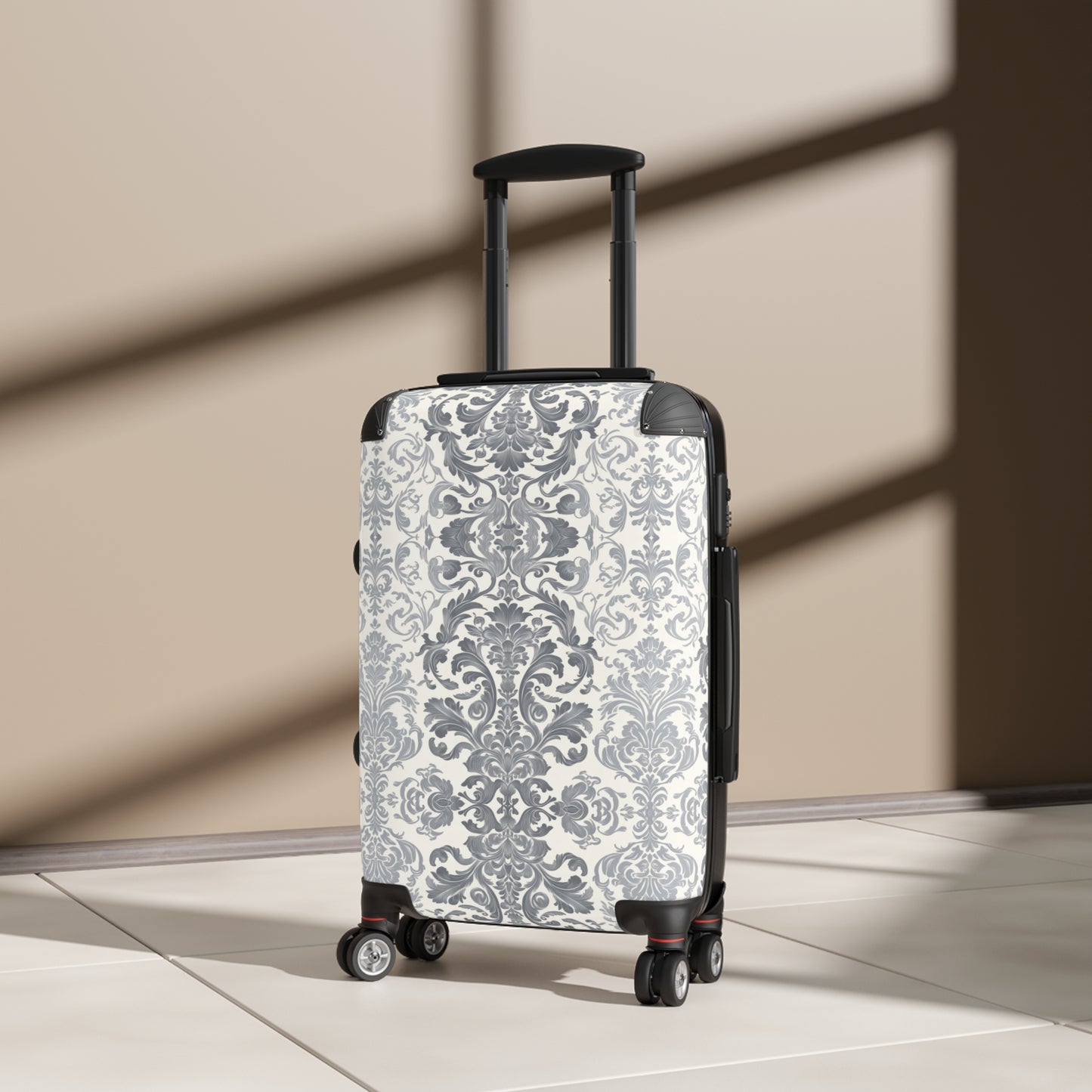 Damask in Grey Two Tone - Suitcase - Small Carry On Luggage