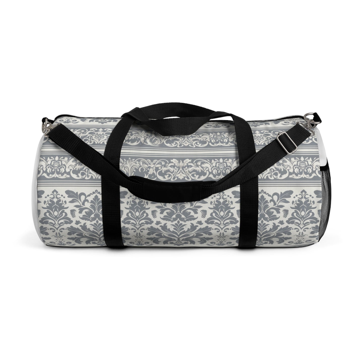 Damask in Grey Duffel Workout Bag