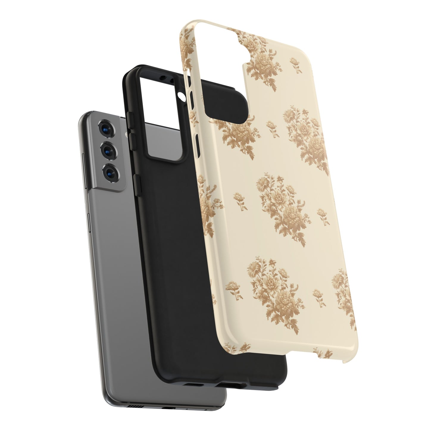 Bouquet Toile de Jouy in Light Brown - Samsung and iPhone Tough Phone Case