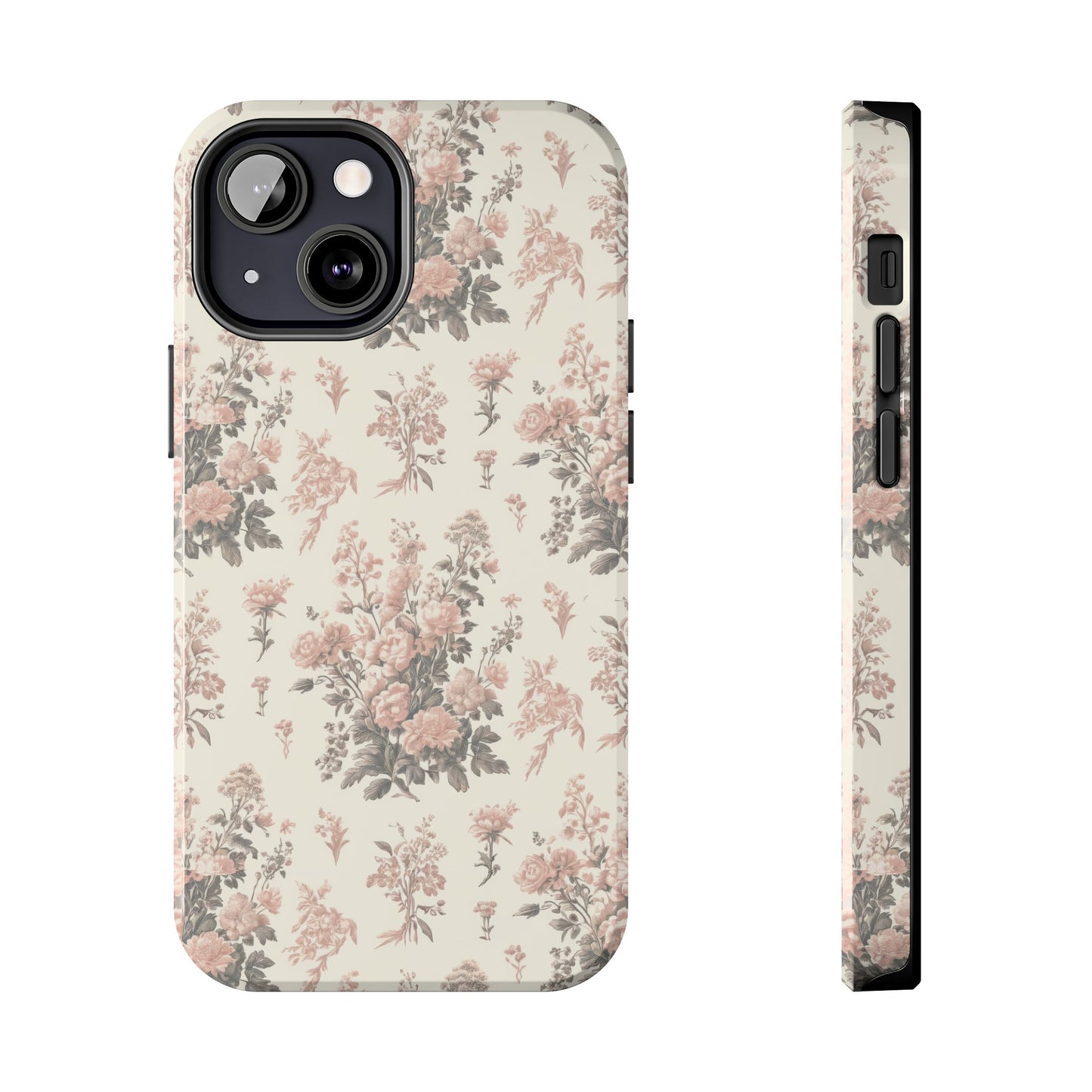 Bouquet Toile de Jouy in Pink and Grey - Samsung and iPhone Tough Phone Case