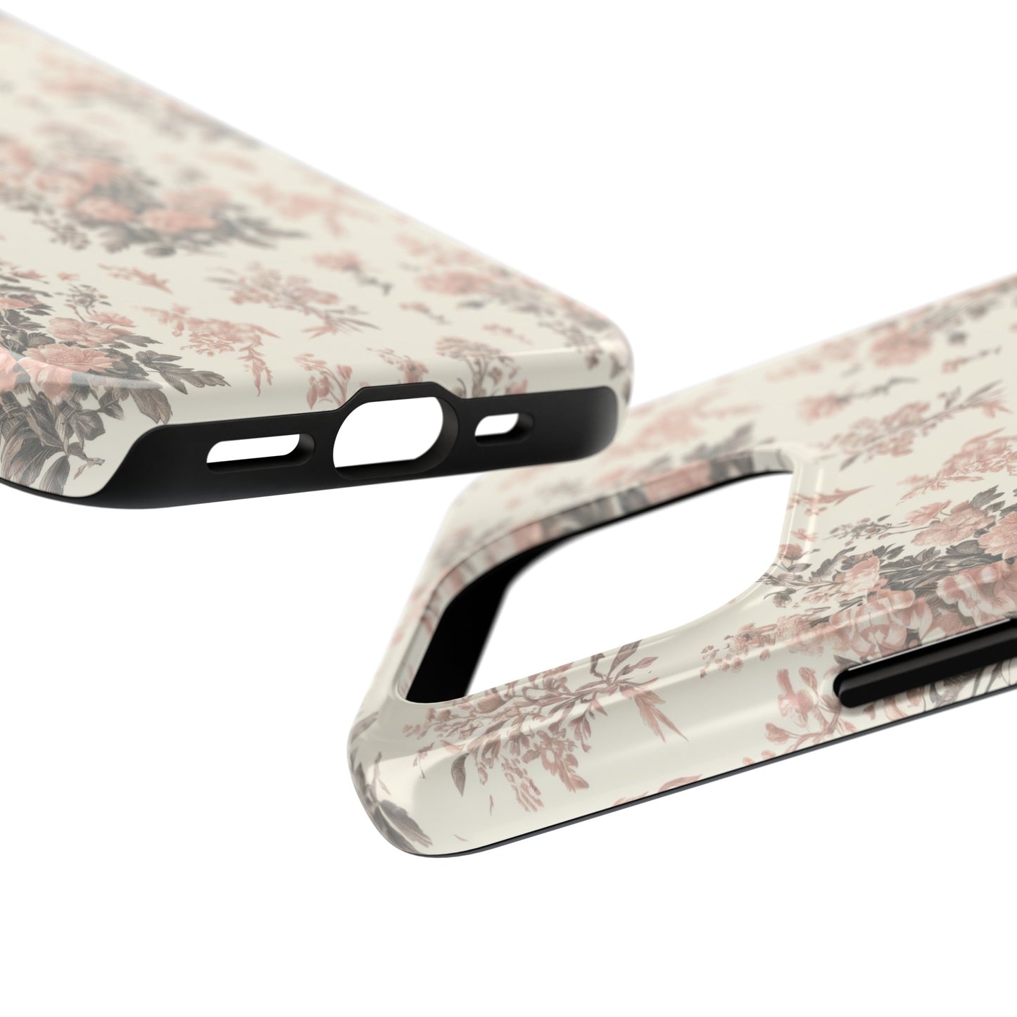 Bouquet Toile de Jouy in Pink and Grey - Samsung and iPhone Tough Phone Case