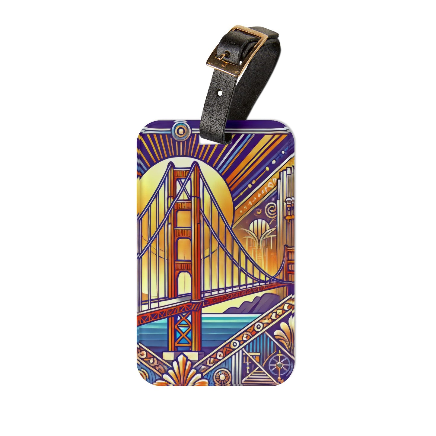 Art Deco Golden Gate Bridge San Francisco Luggage Tag