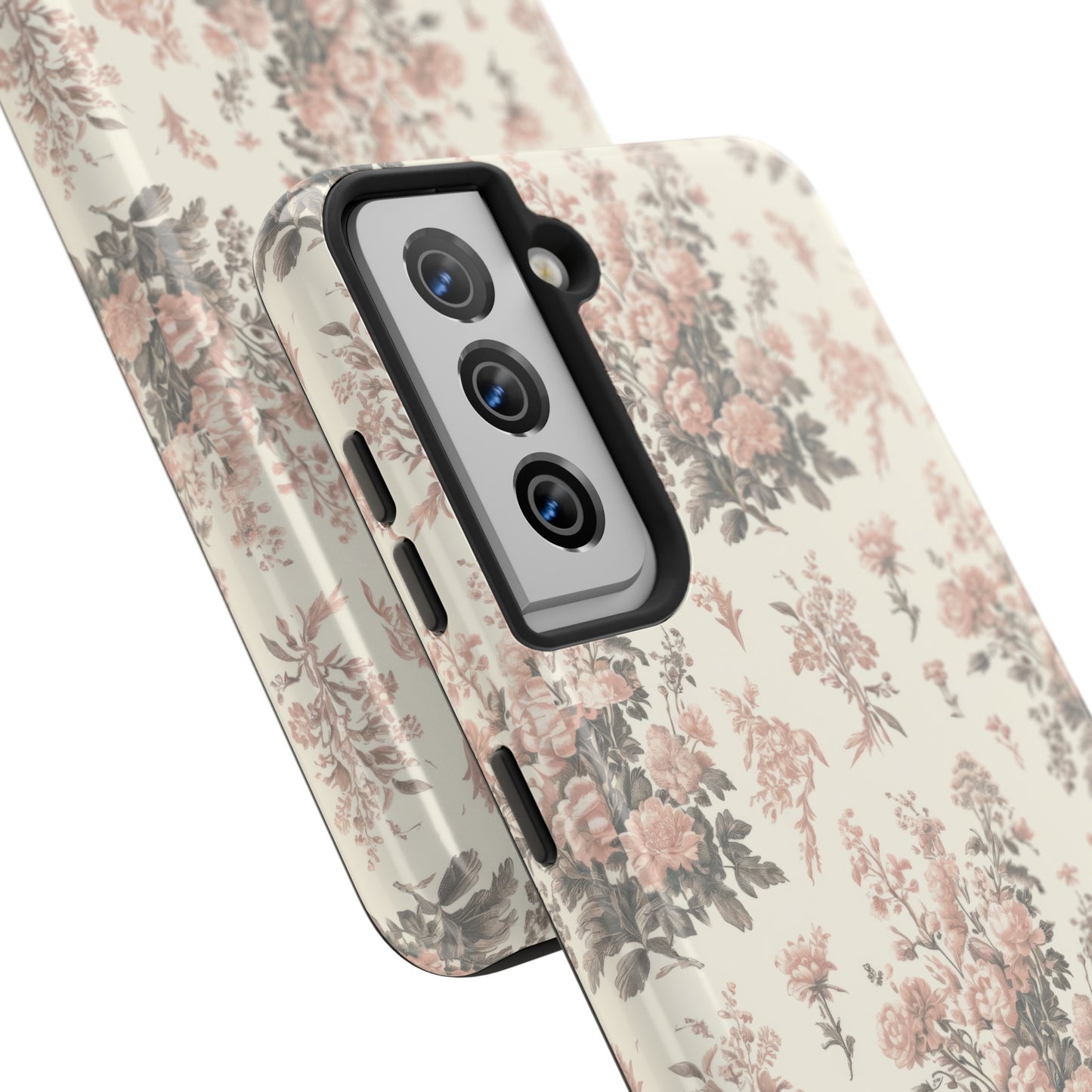 Bouquet Toile de Jouy in Pink and Grey - Samsung and iPhone Tough Phone Case