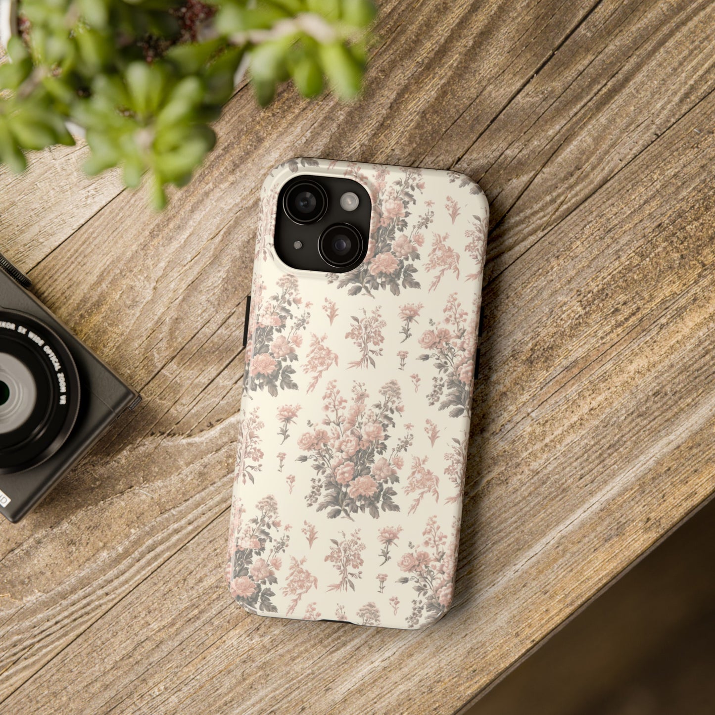 Bouquet Toile de Jouy in Pink and Grey - Samsung and iPhone Tough Phone Case