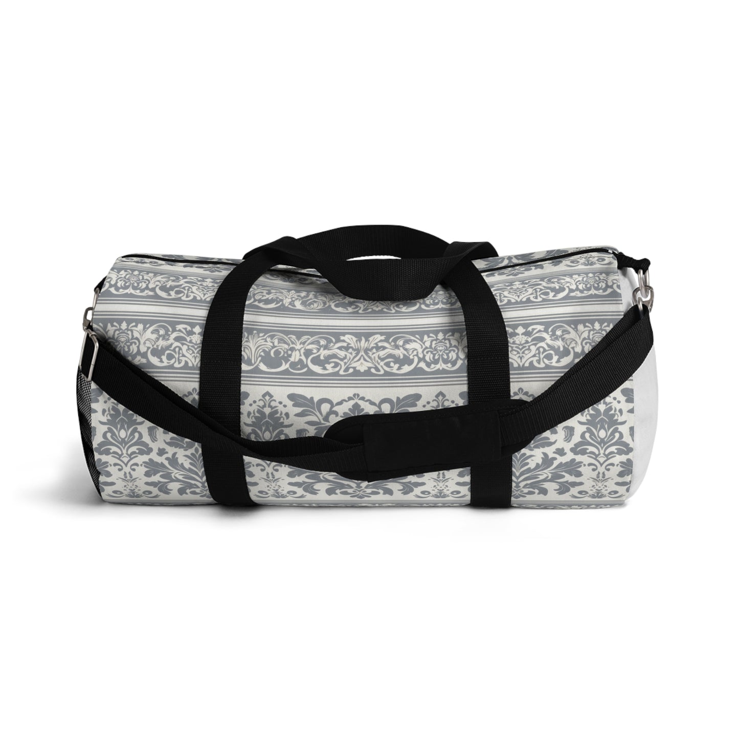 Damask in Grey Duffel Workout Bag