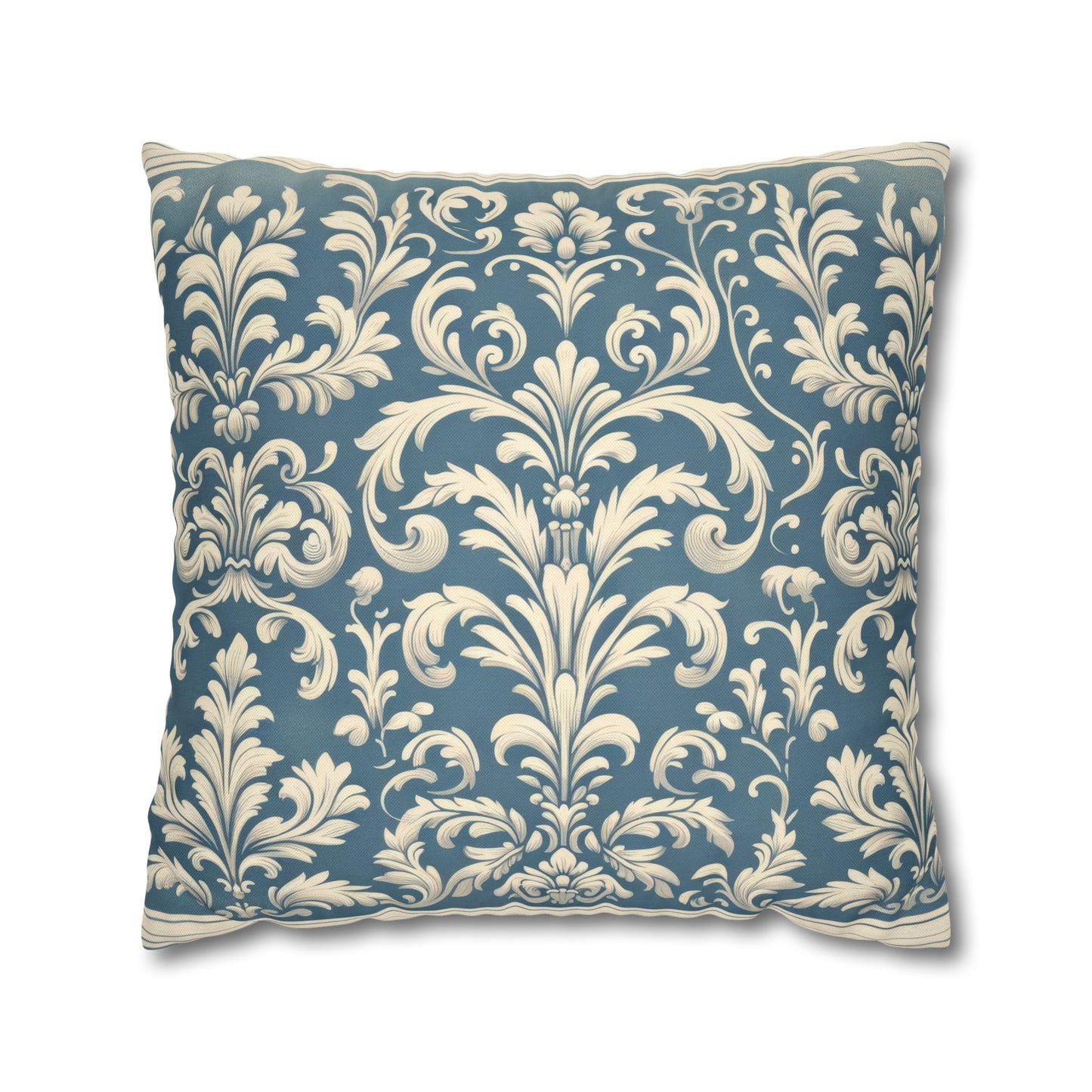 Damask in Cerulean Spun Polyester Square Pillowcase Only