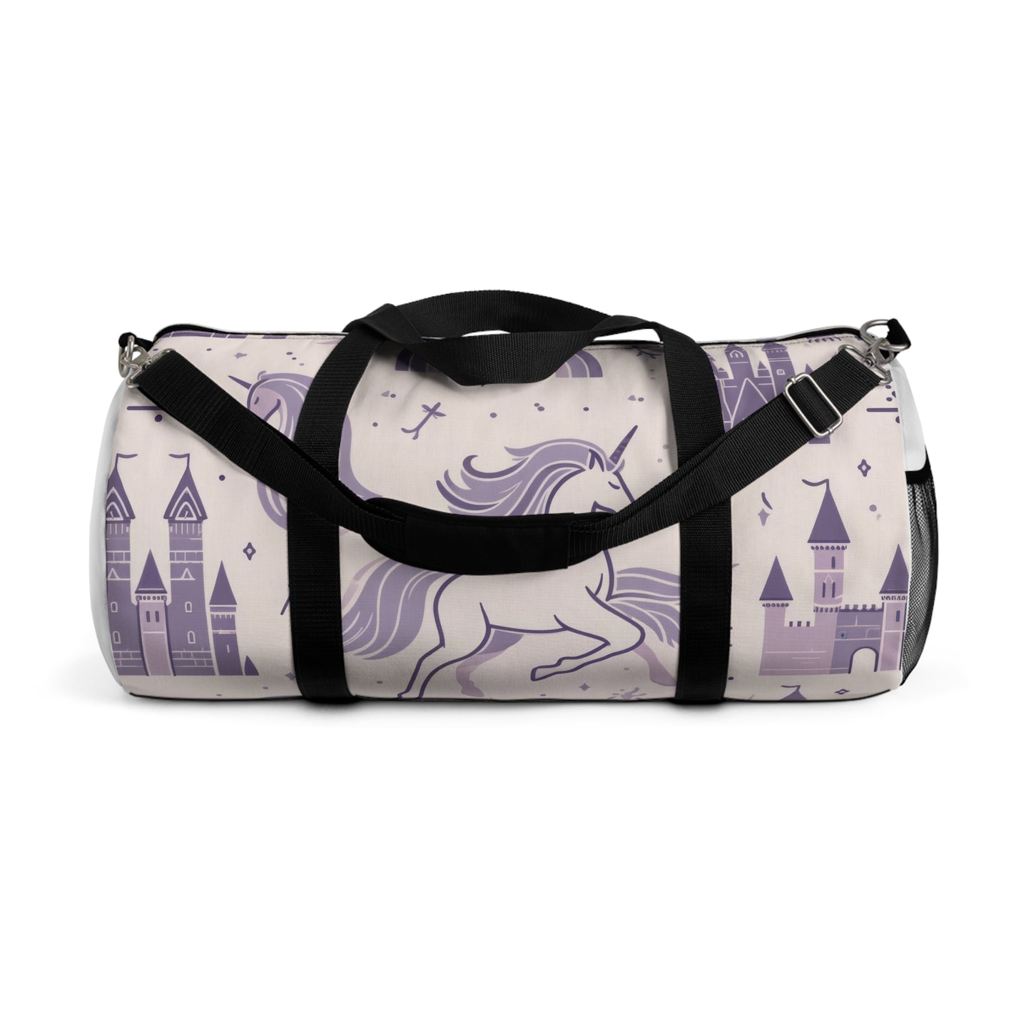 Unicorns and Rainbows in Lavender Duffel Workout Bag