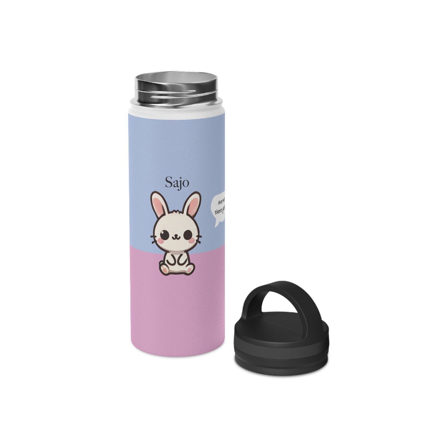 Sajo the Bunny - Kawaii Designs - Steel Water Bottle Tumbler, Handle Lid