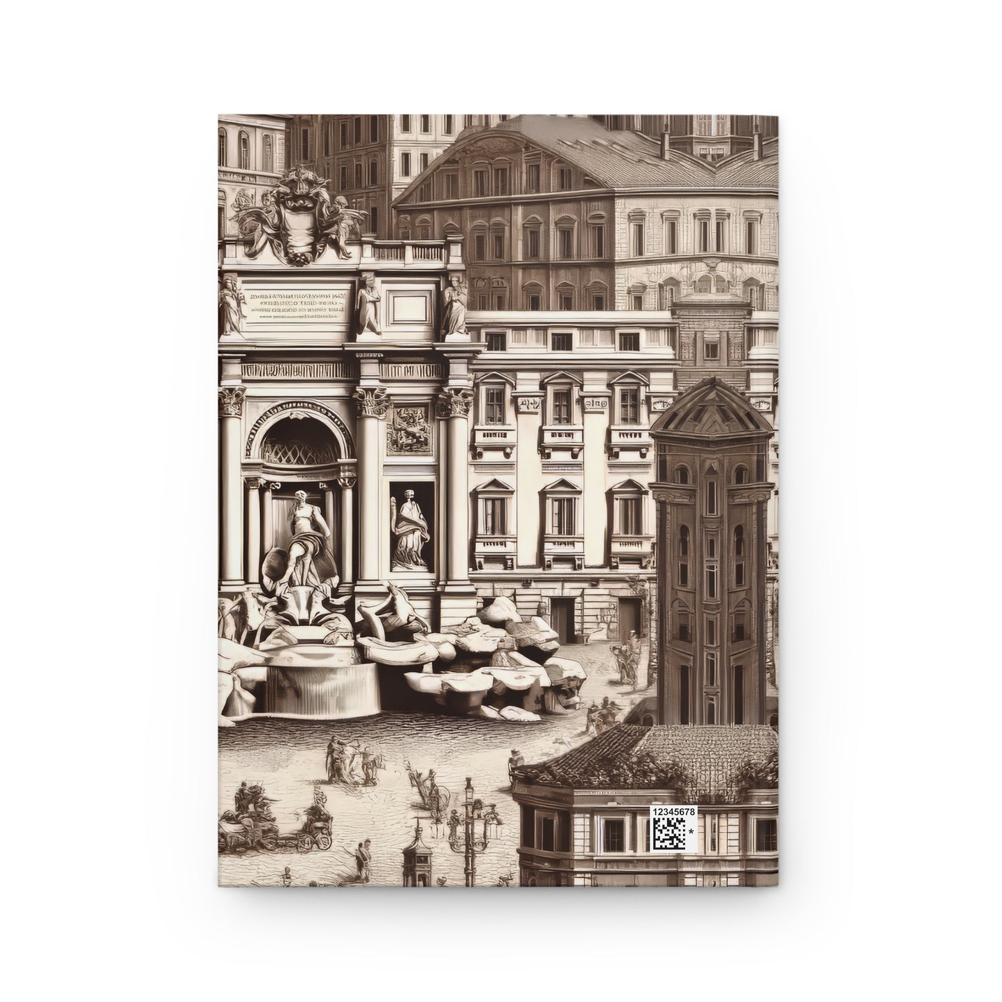 Trevi Fountainv - Rome - Italy in Toile de Jouy - Hardcover Journal Notebook Matte #trevi #rome