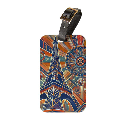 Art Deco Eiffel Tower Paris France Luggage Tag