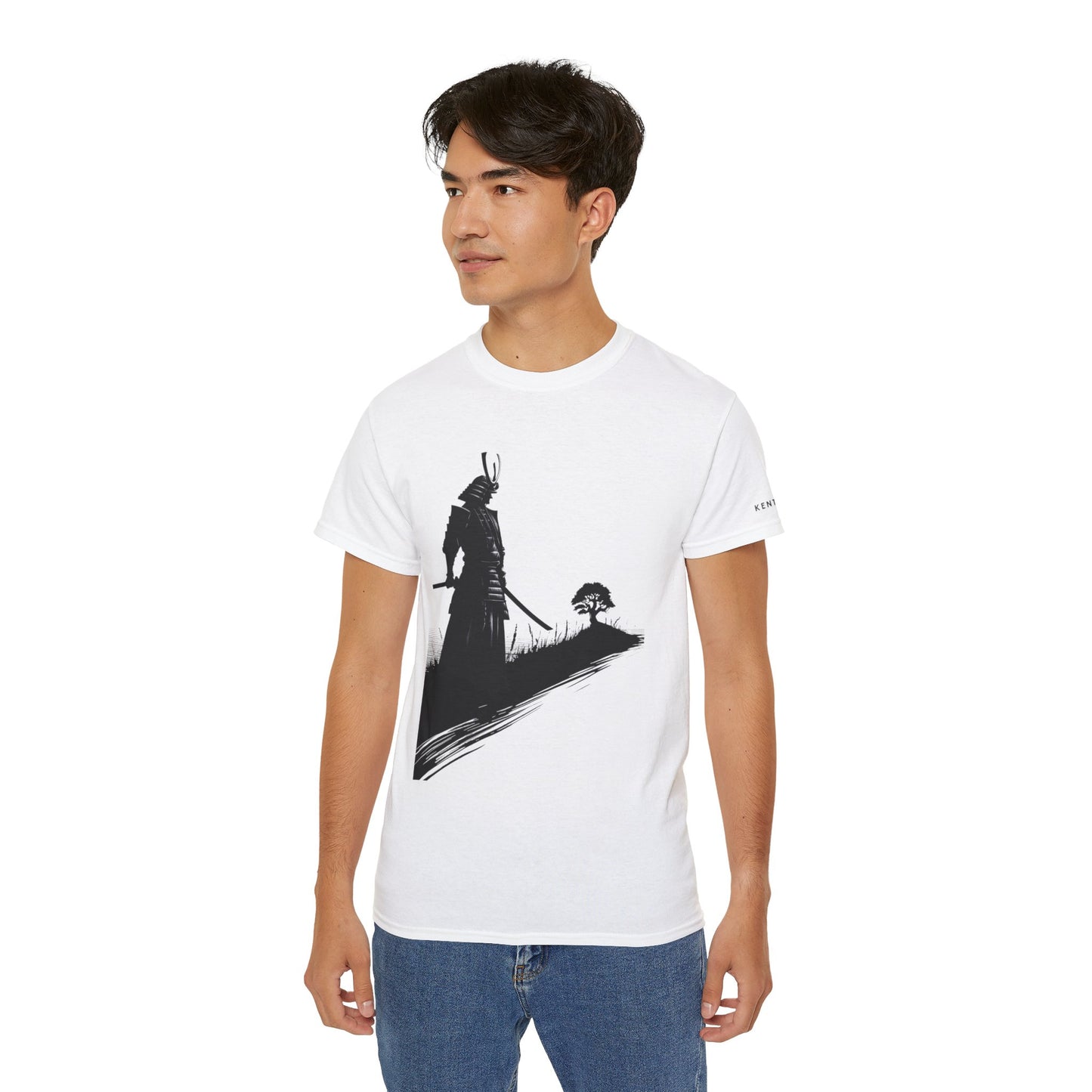 Samurai Silhouette Bonsai Contemplation Graphic Tee Shirt