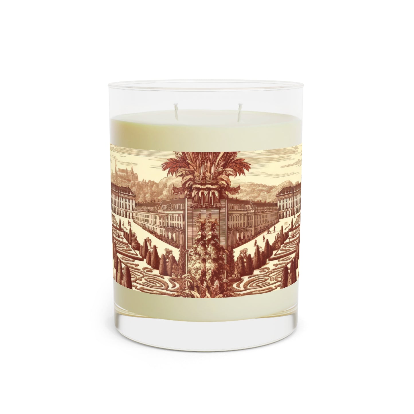 Vienna Austria - Schönbrunn Gardens in Toile de Jouy Scented Candle - Premium Design Printed On 11oz Glass, Not a Sticker Label