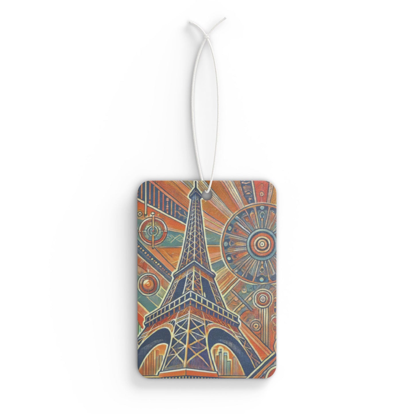 Eiffel Tower Vintage Art Car Air Freshener — Retro Paris Scented Ornament