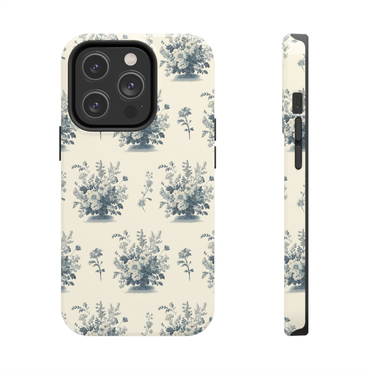 Bouquet Toile de Jouy in Light Cerulean - Samsung and iPhone Tough Phone Case