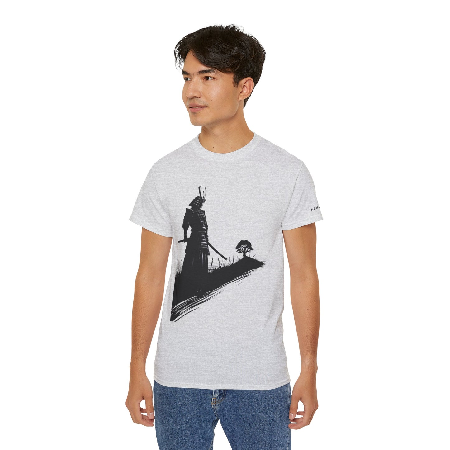 Samurai Silhouette Bonsai Contemplation Graphic Tee Shirt