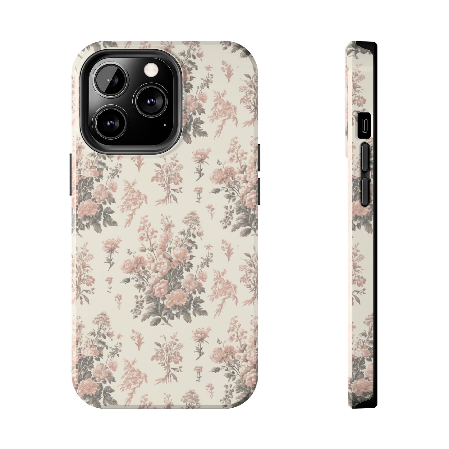 Bouquet Toile de Jouy in Pink and Grey - Samsung and iPhone Tough Phone Case